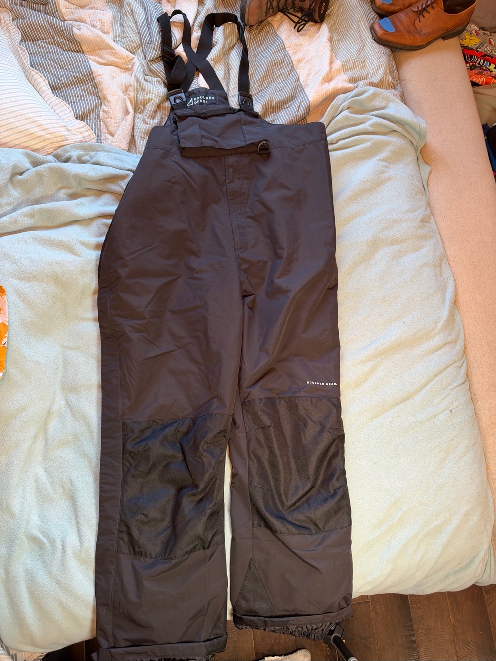 Men's Black Waterproof Snow Bib Pants with Adjustable Suspenders